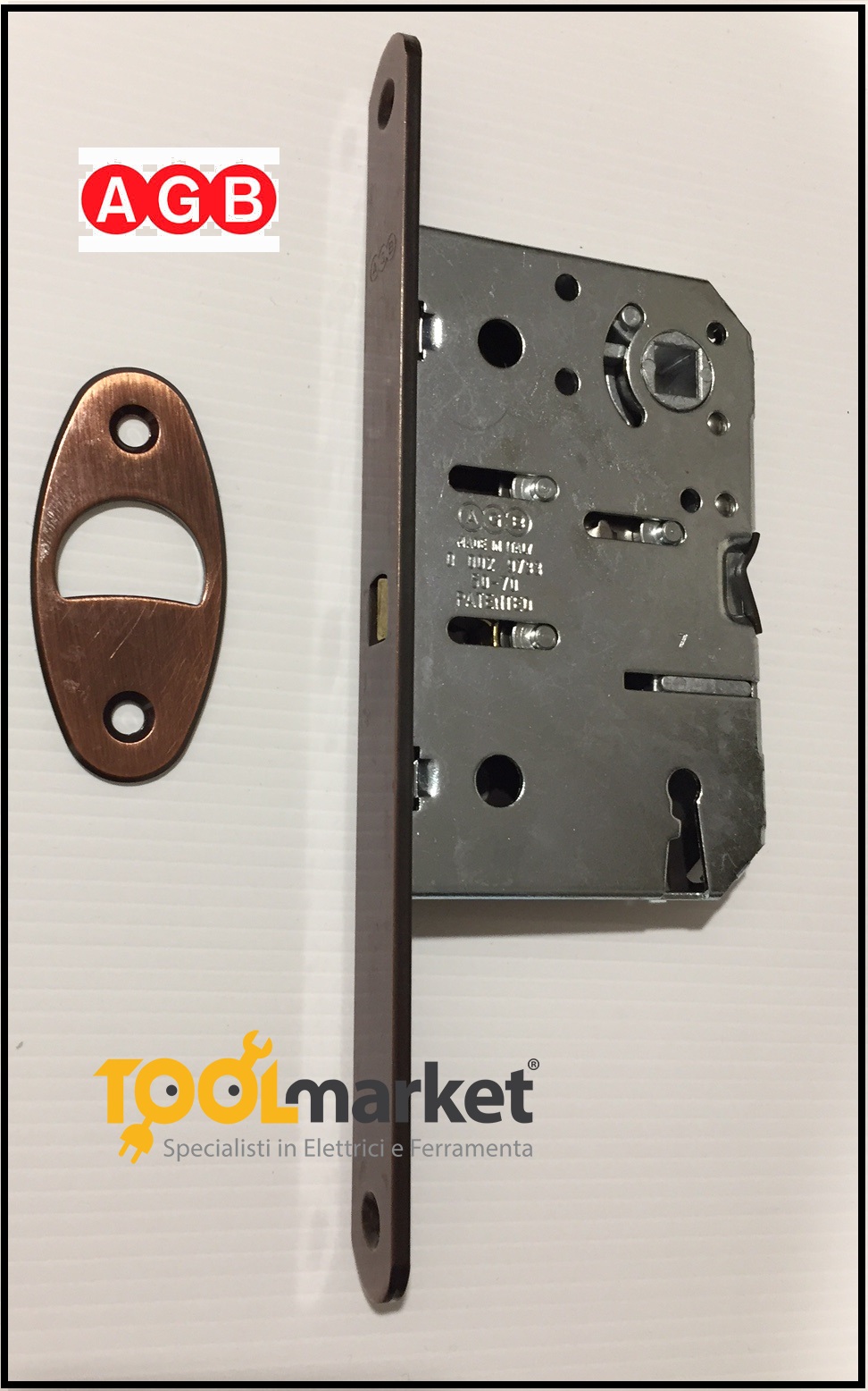 Serratura B08902xxxx per porte scorrevoli a gancio con quadro maniglia bronzata AGB