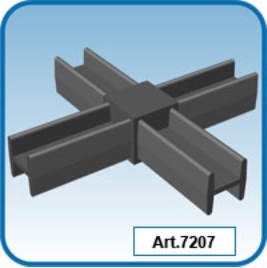 Raccordo a croce 7207 per tubo quadro 20x20x1.3