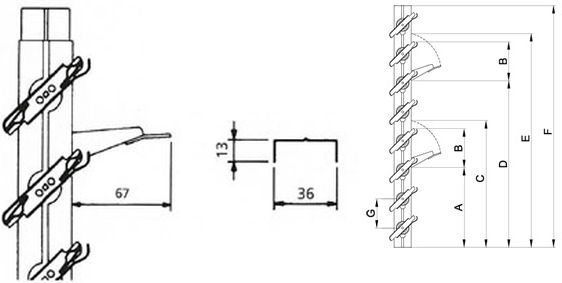 Portalamelle orientabile per persiane in legno da 36 mm