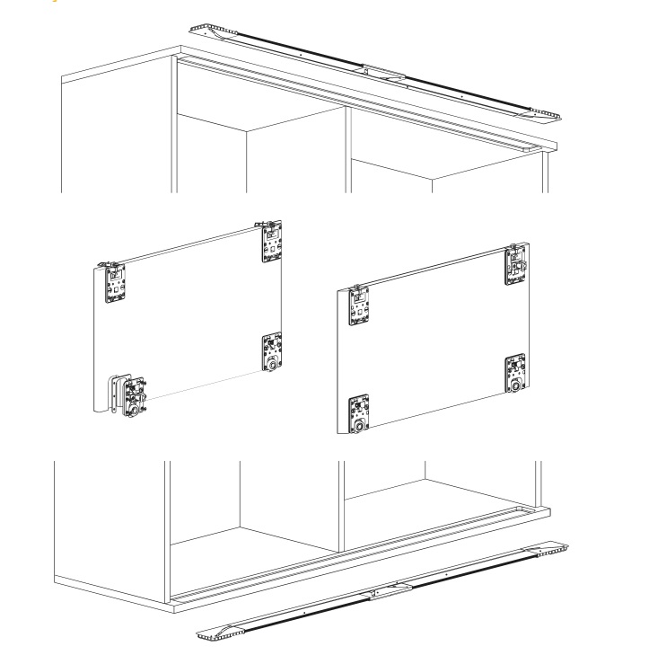 Kit per porta scorrevole  per ante complanari SWITCH - Terno scorrevoli K1371.1.2.02