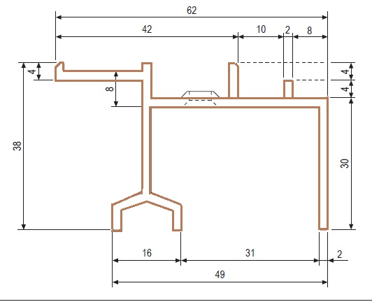 Guida super  profilo di copertura per spessore da 65 a 74 mm  AGB G007360202 da mt 3