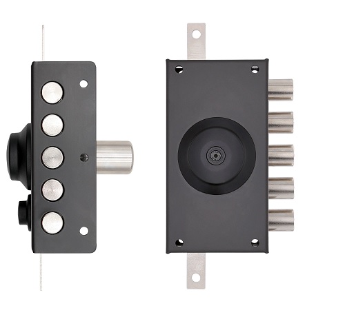 Serratura di sicurezza sovrapposta T1950.60 con pomolo interno per porta in legno  