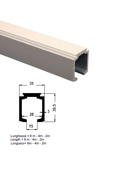 Kit per porta scorrevole  binario 120 kg + carrelli PETTITI da 3 mt