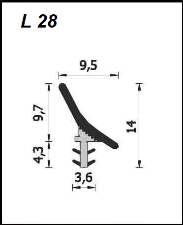Guarnizione per infissi scorrevoli L28 marrone