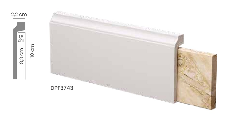 Copri Battiscopa polimero alta densita' Bianco opaco da 10 cm DPF3743 asta da 2 mt