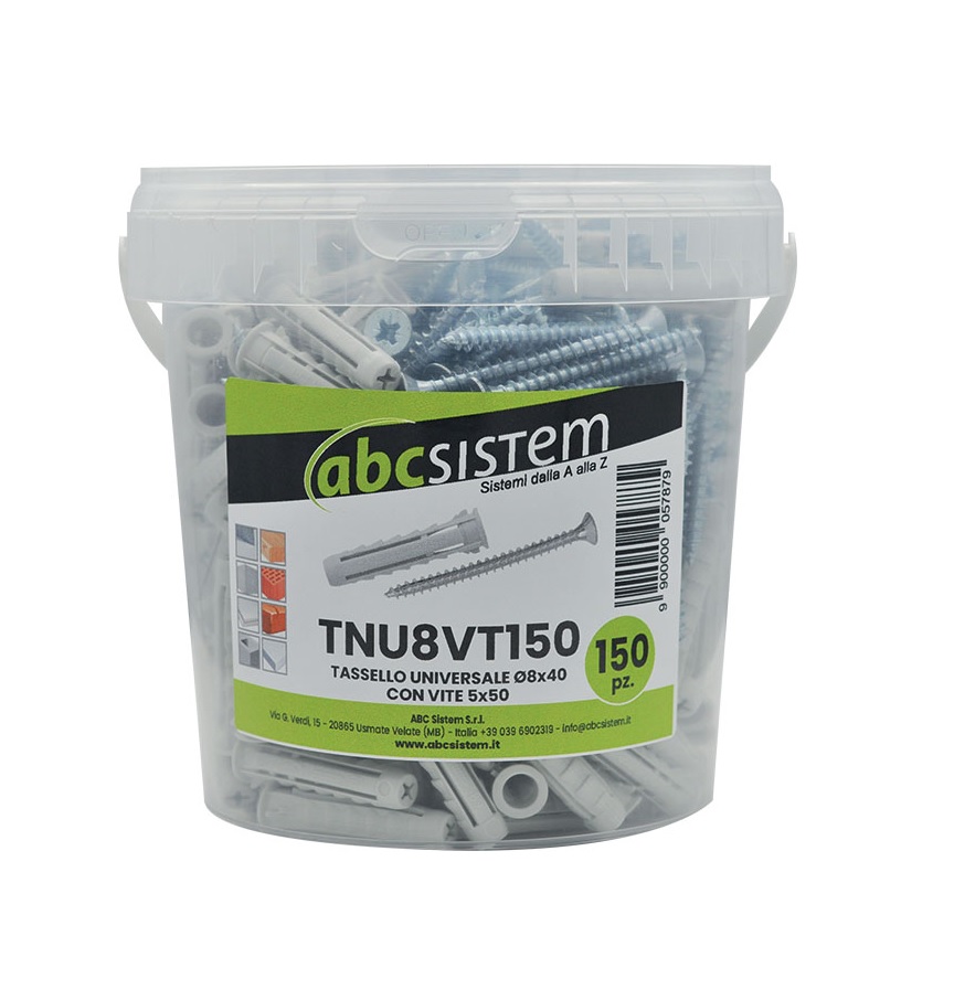 Secchiello di tasselli Ø 8 in nylon con vite 5x50mm da 140 pz