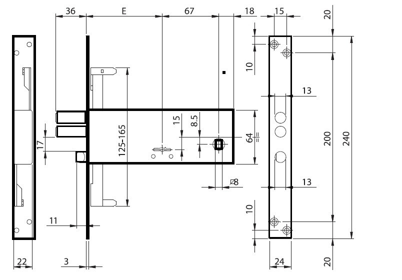 Serratura per fascia frontale zincato Iseo 963901B4N