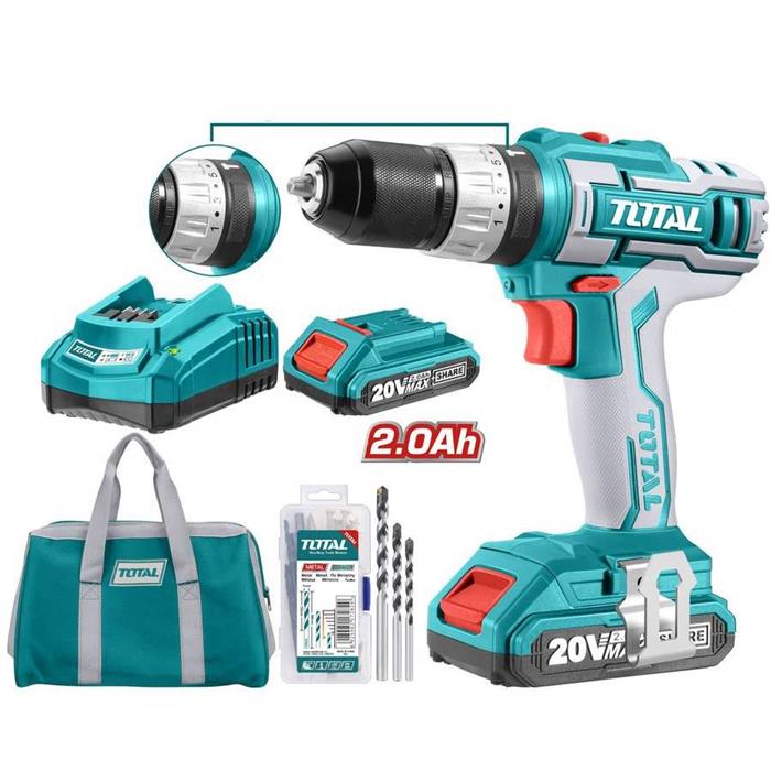 Trapano avvitatore a batteria al litio con accessori - TOTAL