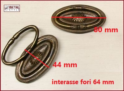 Maniglia per mobile ovale int. 64 mm anticata  06223Z0810003 int 64 mm