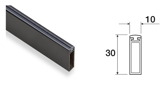 Tubo appendiabiti rettang. 30x15 NERO da 3 mt  