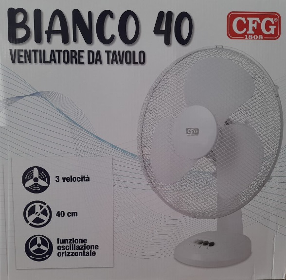 Ventilatore da tavolo diametro 40 cm bianco 