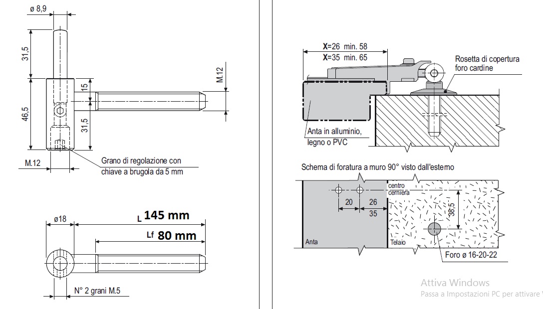 Cardine a muro H011490393 AGB