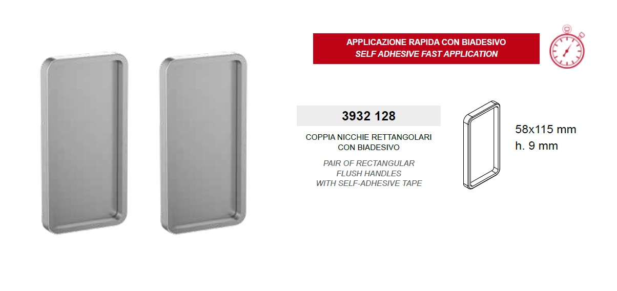 Maniglia porte scorrevoli vetro adesiva rettangolare Fimet 3932128 