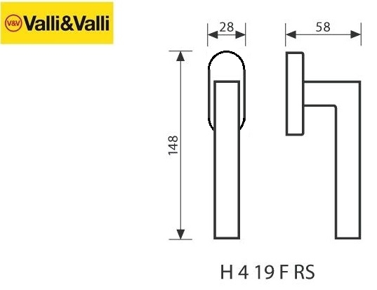 Maniglia finestra H419FRS dk inox