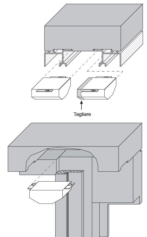 Tampone termico superiore per guida alta alzante , spessore anta 68 mm G007280015/30 - AGB 