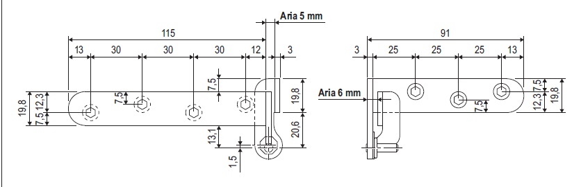 Cerniera a cardine coppia pivot E10005.0x06 AGB 