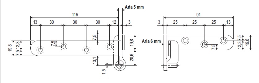 Cerniera a cardine coppia pivot E10005.0x06 AGB 