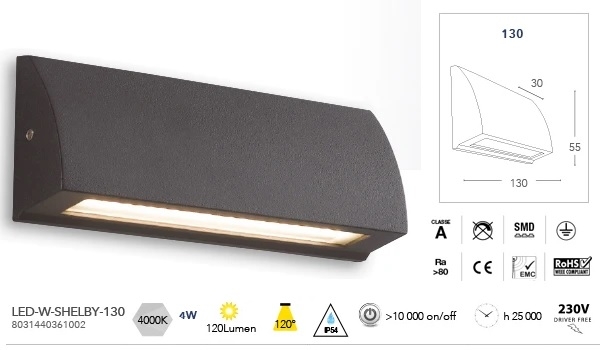 Applique segnapasso Intec Shelby 4w 445 LM CCT