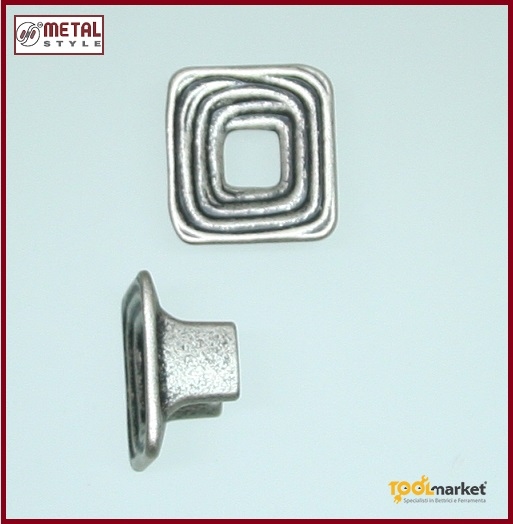 Pomolo quadro argento vecchio 24160Z0320B.25 Metalstyle