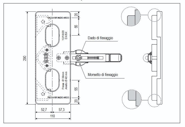 Dima AGB A520021800 Artech per Porta-finestra a forare ARIA 12 traverso piano