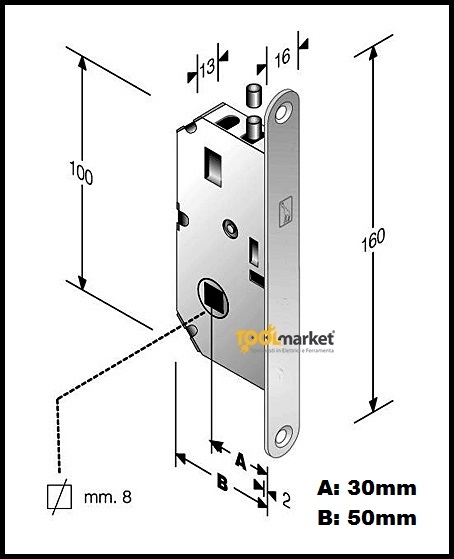 Serratura per porte a libro 611/30