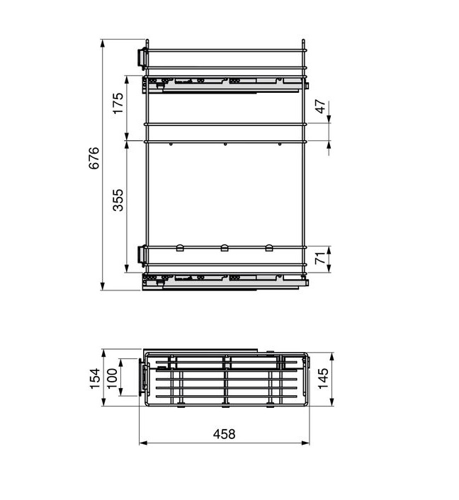 Cestello portabottiglie vano 160 mm con chiusura soft attacco laterale sinistro 8381311