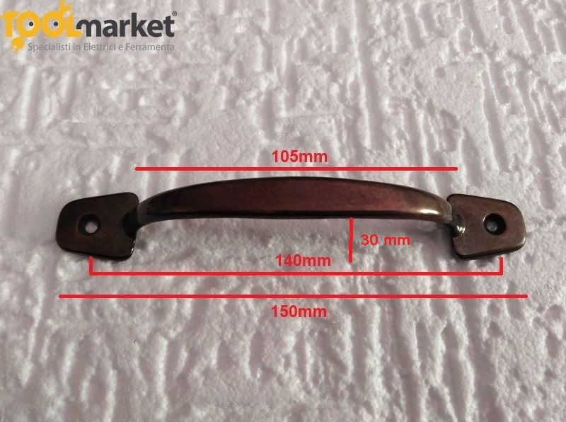 Maniglia a ponte da 150 mm in ottone bronzato Pace srl 