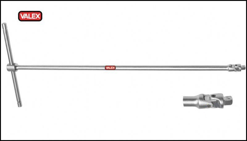 Chiave a T snodata con attacco quadro CRV - VALEX