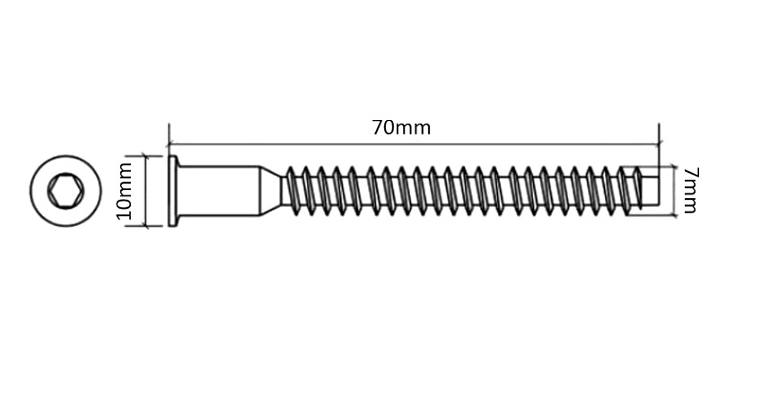 Vite di montaggio per mobili da Ø 7 mm confez. da 10 pz