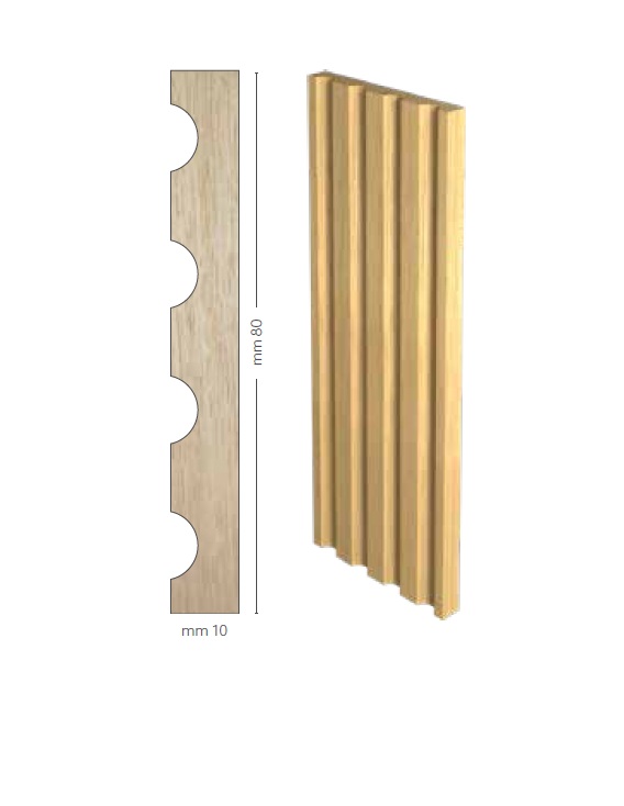 Profilato in legno Lesena per boiserie o cornici per porte lc624A da 2.50 mt