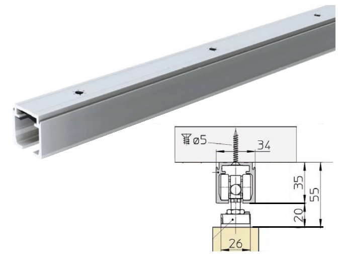 QWORK Binario per porta scorrevole, guida per porta scorrevole, a basso  rumore, anti oscillazione, argento, 2 pezzi : : Fai da te