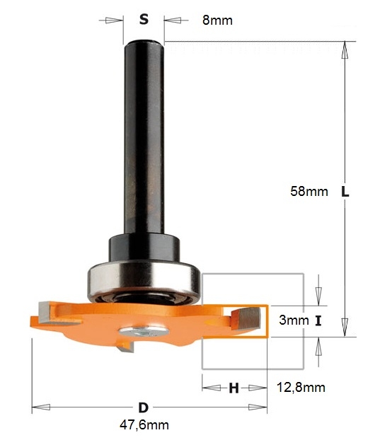 Fresa per canali 3mm gambo 8 CMT 2923.330.11A