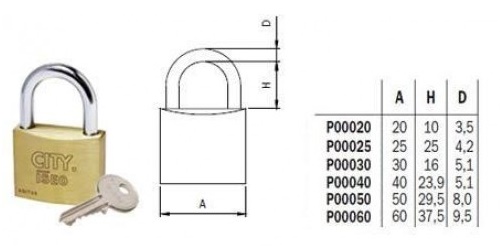 Lucchetto ottone ISEO CITY 25