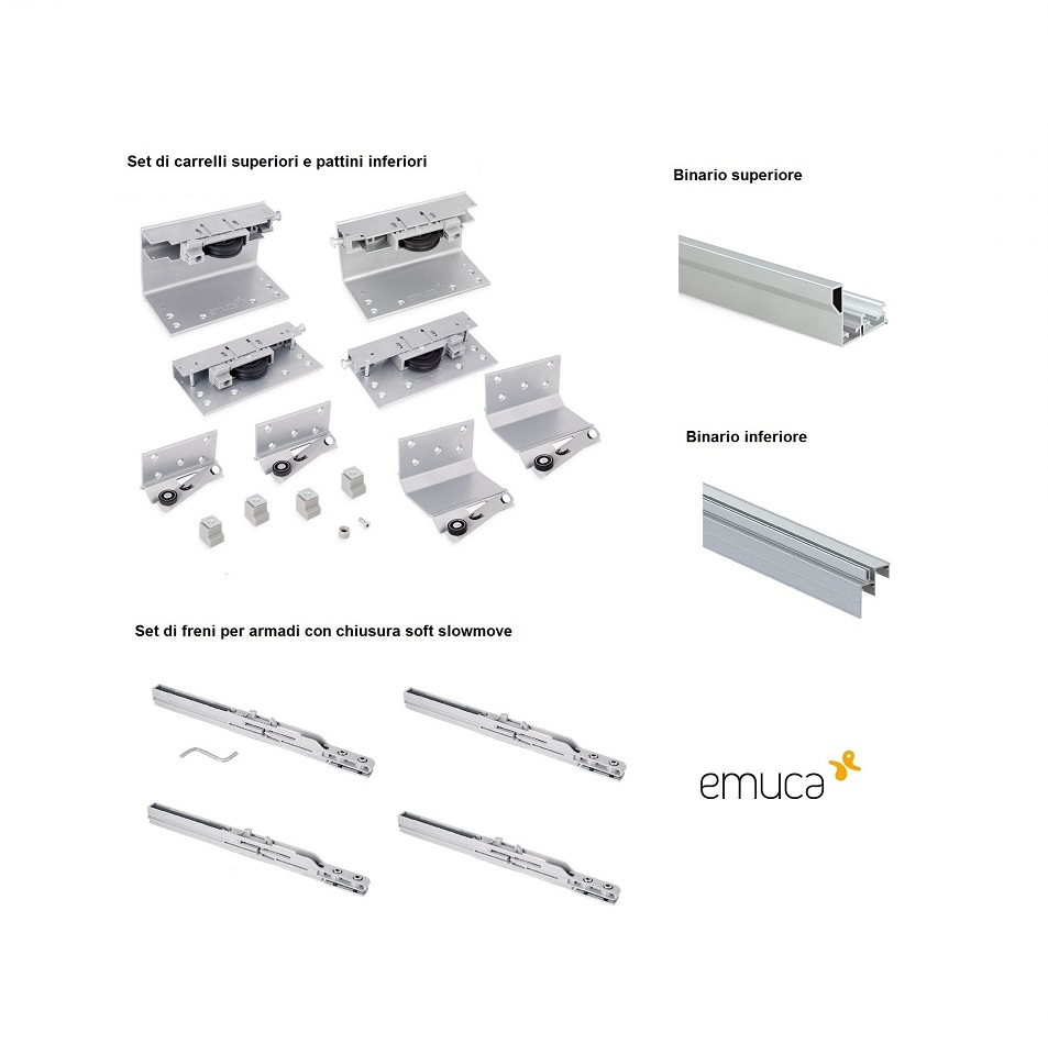 Emuca Kit per armadi 2 ante sovrapposte 23 mm SPACE + spessore anta