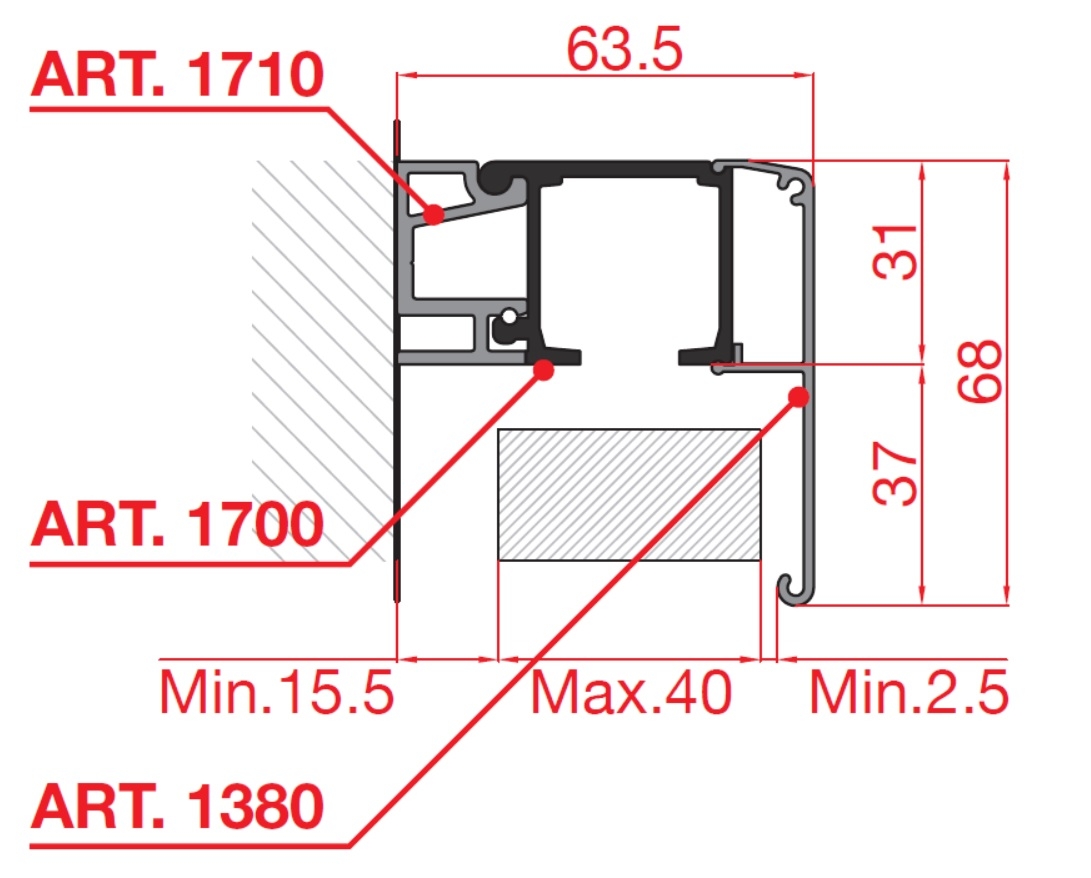Kit per porta scorrevole per infissi in legno a mantovana alluminio CLASSIC - TERNOSCORREVOLI