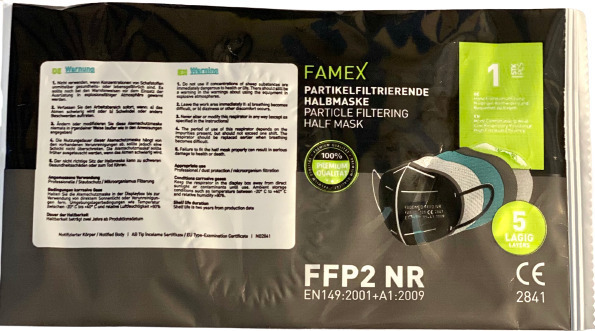 Maschera protettiva nera FFP2 PACCO DA 20 PZ - FAMEX