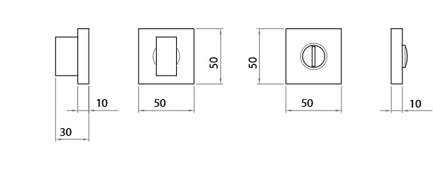 Nottolino per porta bagno WC Quadro in alluminio - GHIDINI  77448668001