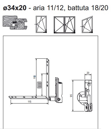 Cerniera anta ribalta kg 130 aria 12 A400440060x