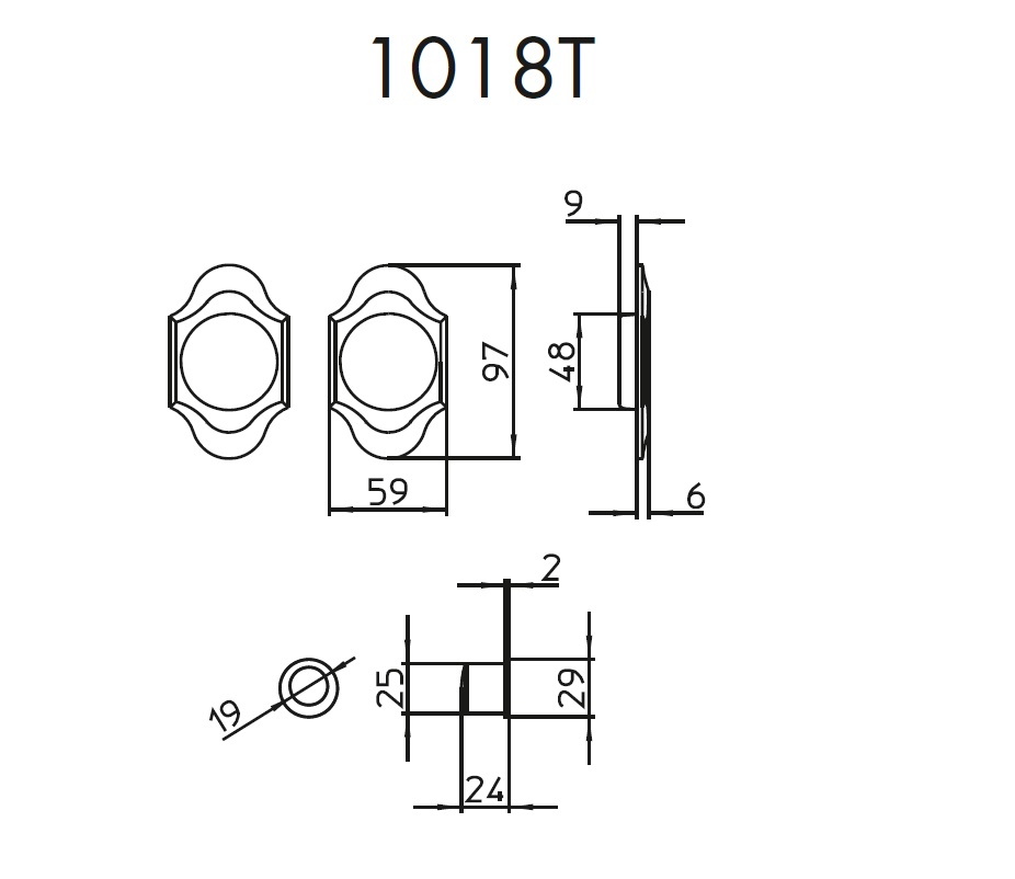 Kit Maniglia per porta scorrevole 1018T oro lucido Mandelli 