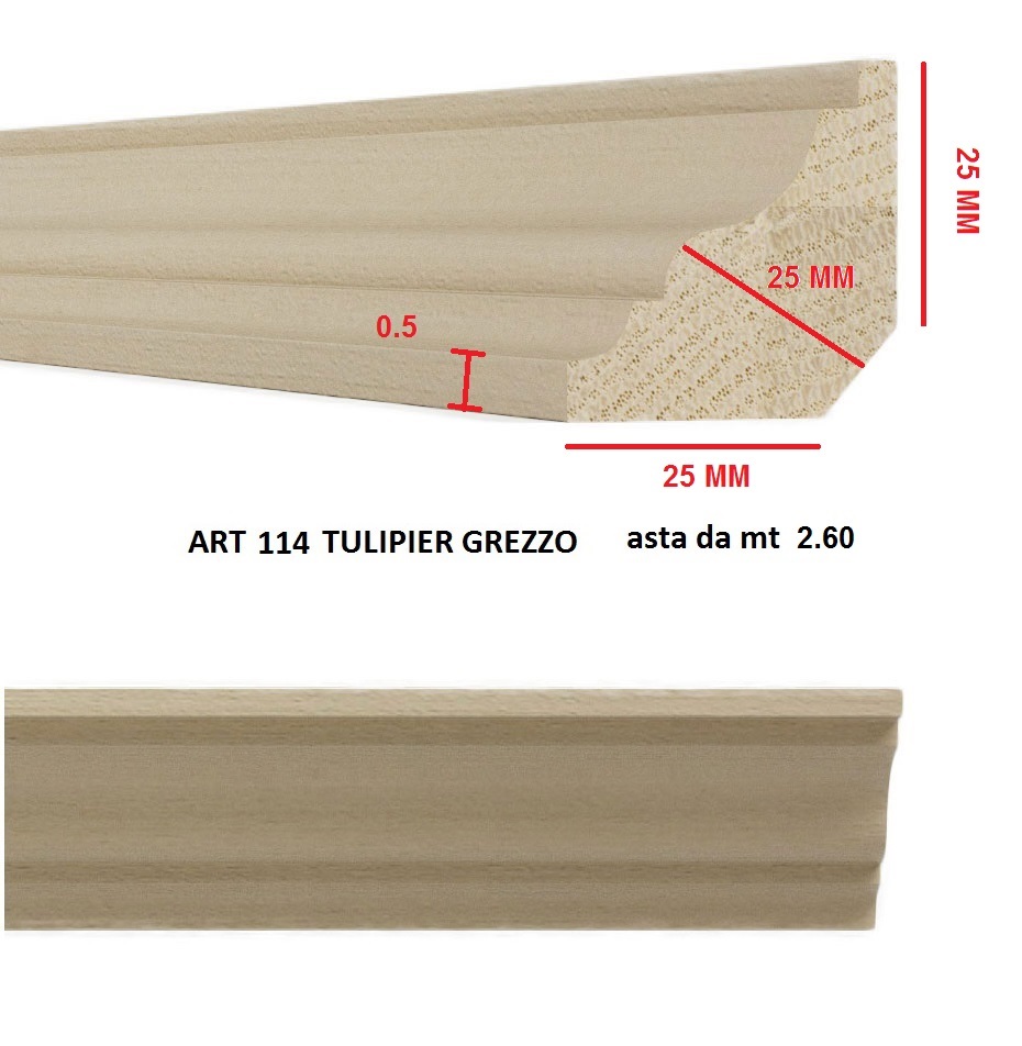 Cornice art.114 tulipie' grezzo da metri 2.6
