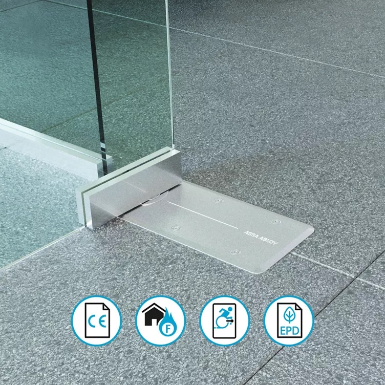 Piastra di chiusura inox satinato  per Chiudiporta pavimento DC450