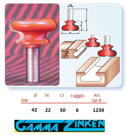 Fresa  per maniglie  gambo 8 r. 6 zinken ht8964021 