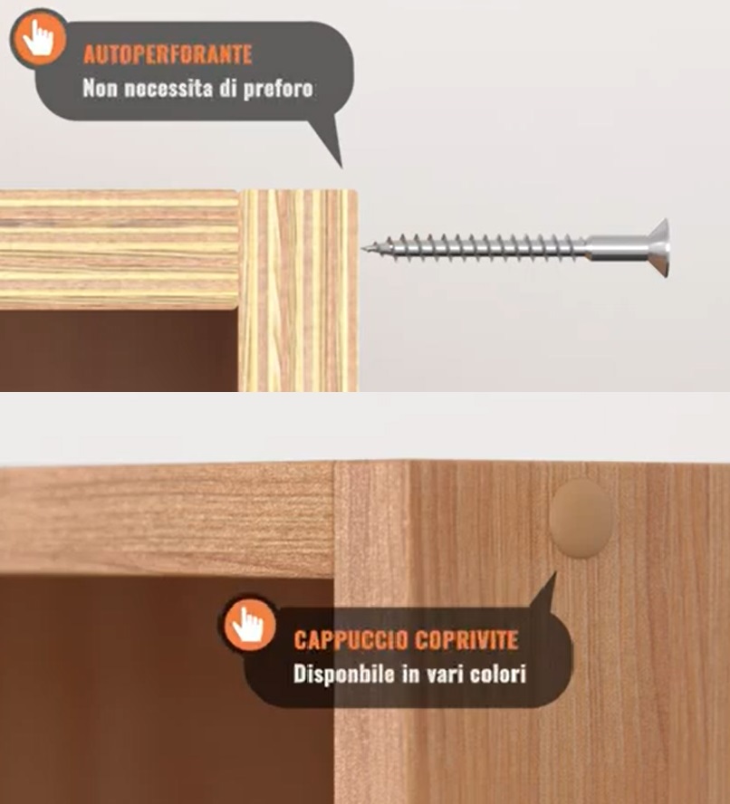 viti per legno testa svasata piana PZ con foro e alette svasanti  Ø 4.5 conf. da  100 pz