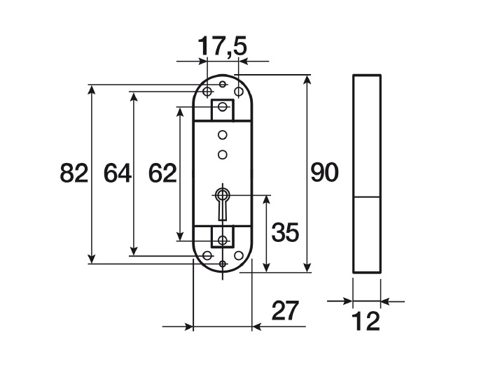 Serratura per mobili a stringa 90 x 27 mm