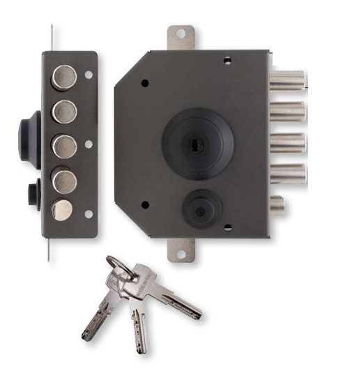 Serratura di sicurezza sovrapposta T1410.60 con chiave interna per porta in legno  