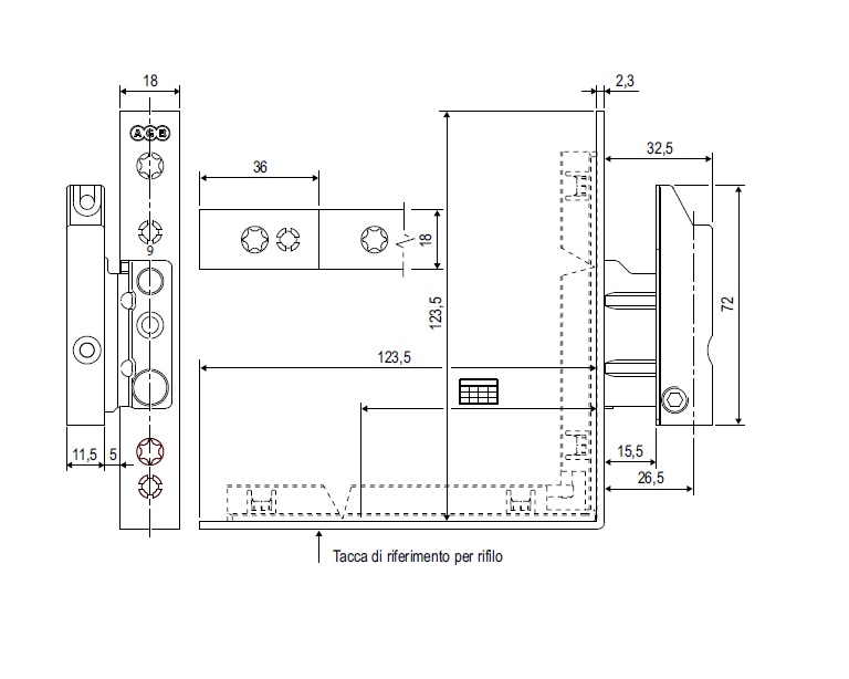 Squadra angolare  A50903240x per traverso in alluminio  aria 4/12, interasse 9, battuta 18 mm ARTECH 