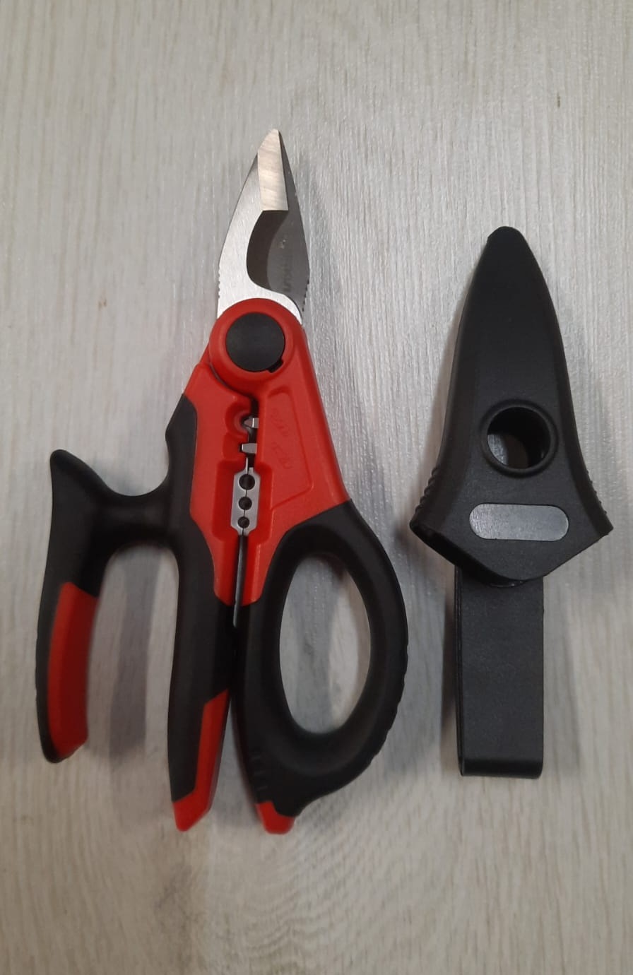 Forbice per elettricista Fumasi 5 in 1 in inox con fodero