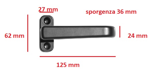 Maniglia nera per infissi in alluminio collo basso