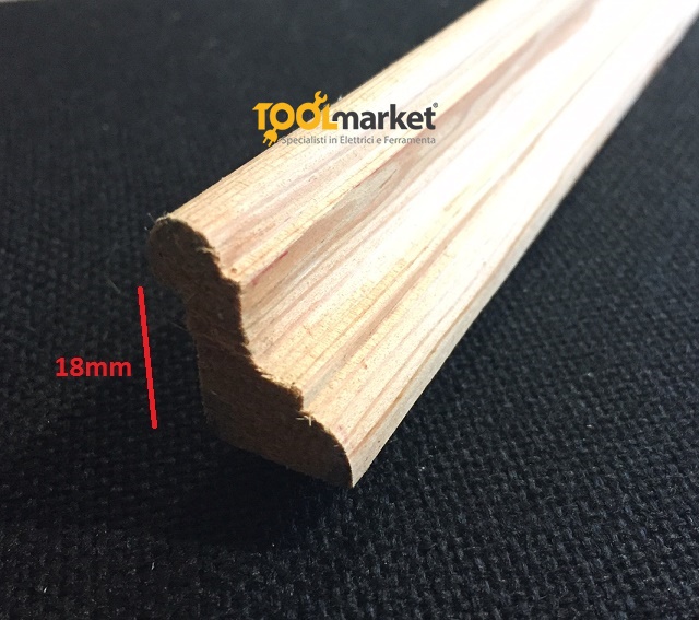. Fermavetro legno sagoma F18 legno grezzo