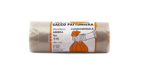 Sacco  pattumiera 90 x 120 ambra 5 pz 